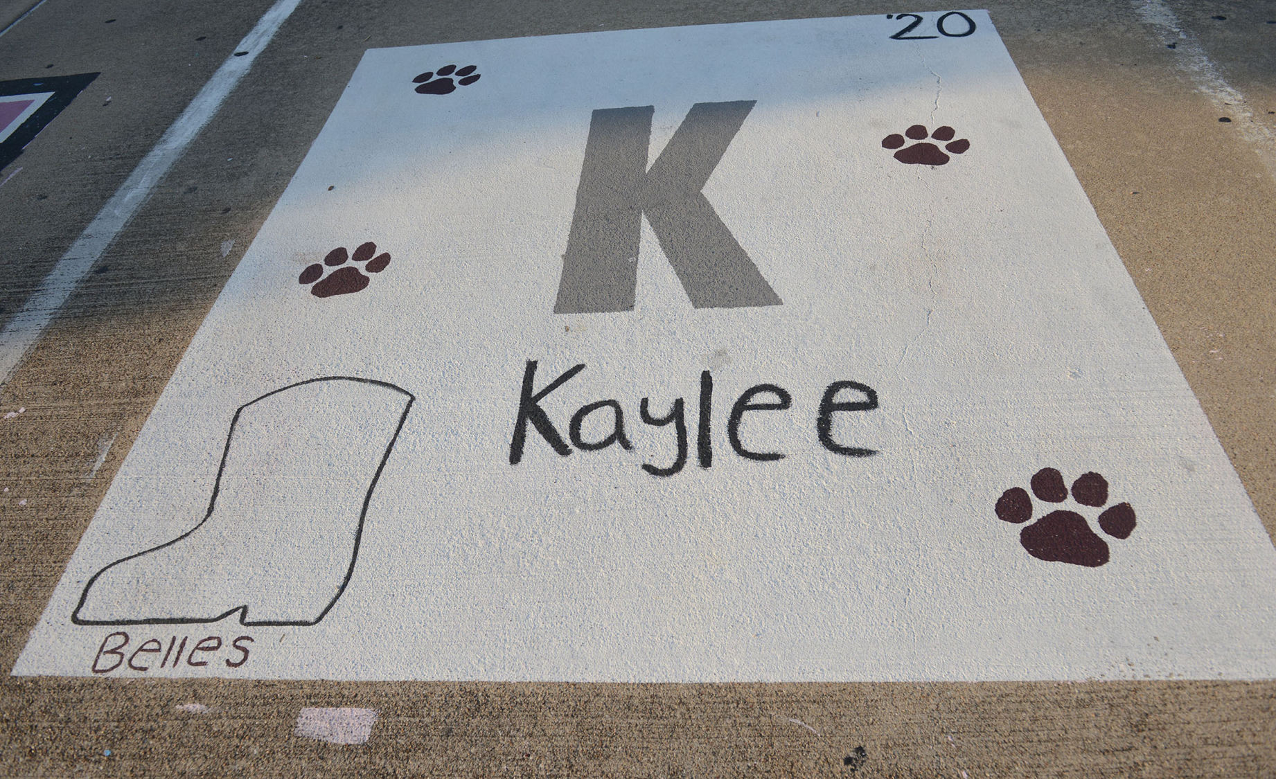 A&M Consolidated HS painted parking spots